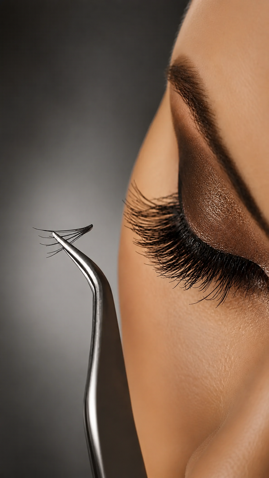Close-up of custom eyelash extensions by OC Hair Studio
